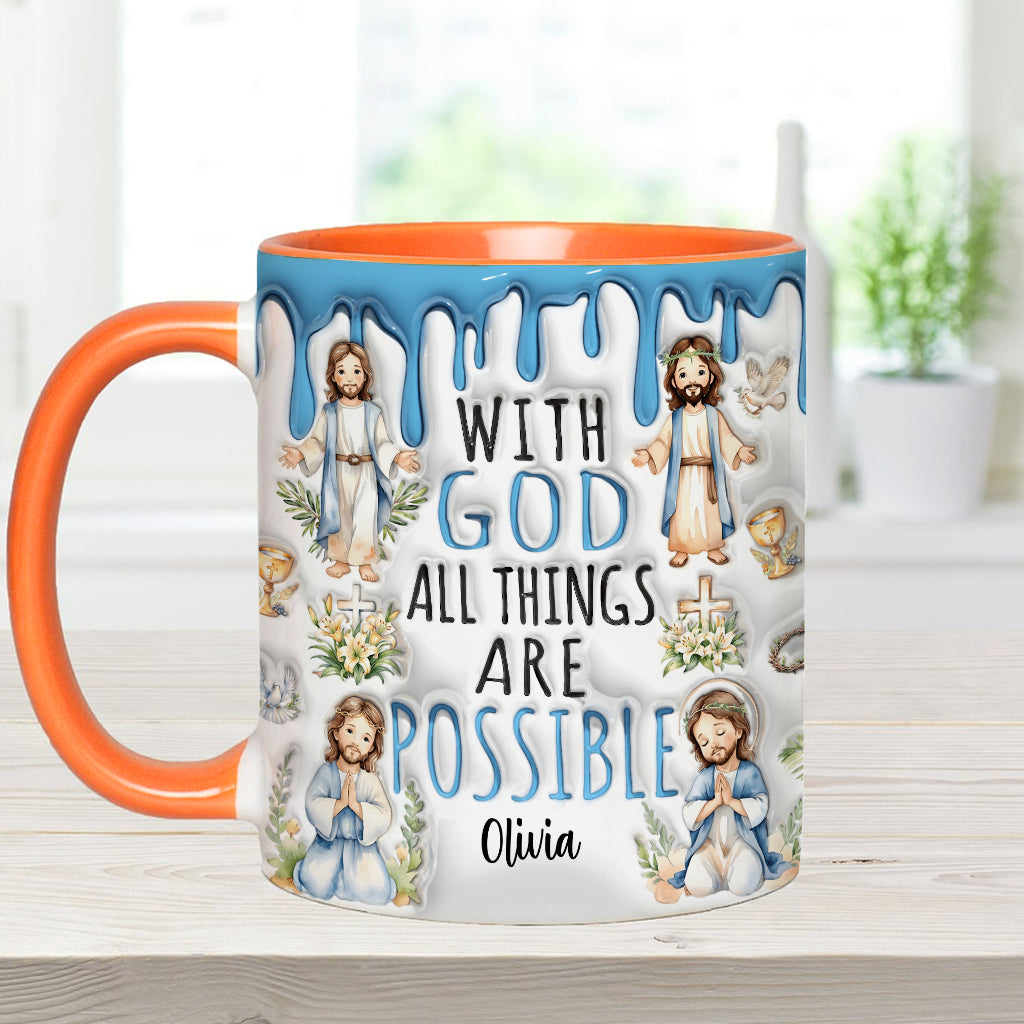 With God All Things Are Possible - Personalized Christian Accent Mug