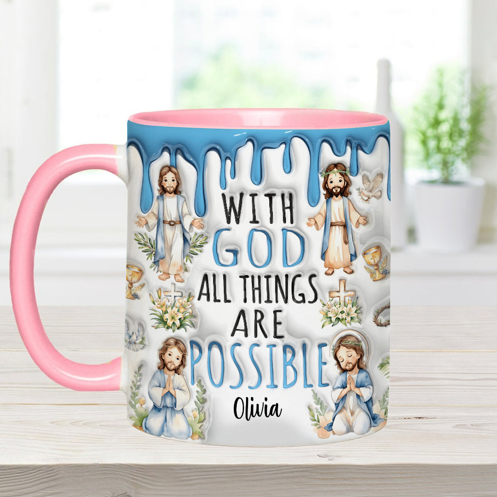 With God All Things Are Possible - Personalized Christian Accent Mug