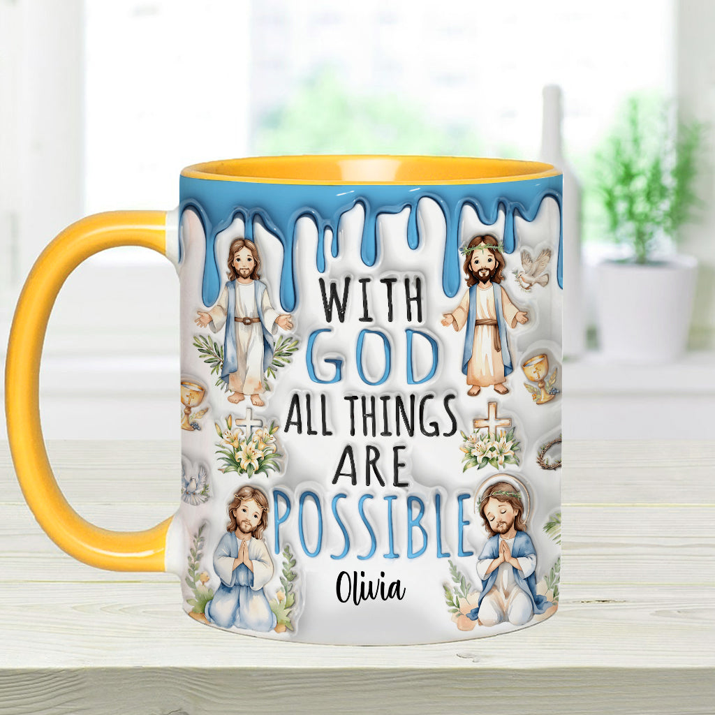 With God All Things Are Possible - Personalized Christian Accent Mug