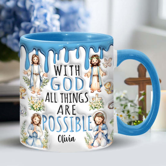 With God All Things Are Possible - Personalized Christian Accent Mug