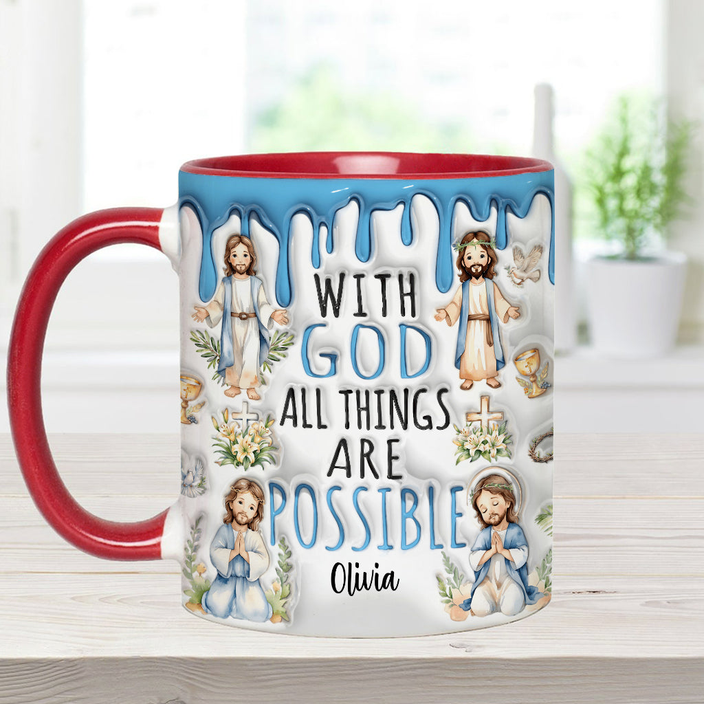 With God All Things Are Possible - Personalized Christian Accent Mug