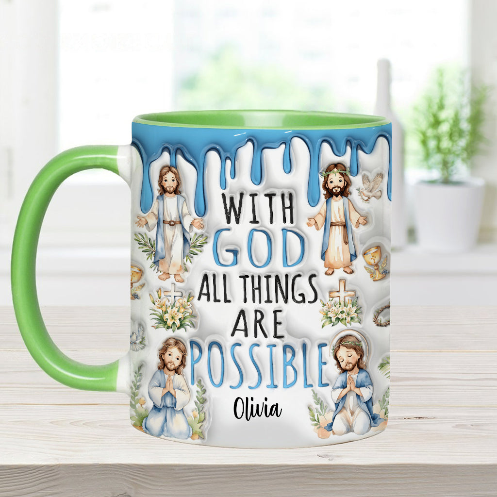 With God All Things Are Possible - Personalized Christian Accent Mug