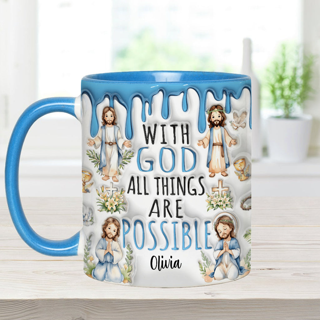 With God All Things Are Possible - Personalized Christian Accent Mug