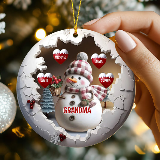 Niedliche Schneeoma – Personalisierter Oma-Weihnachtsbaumschmuck