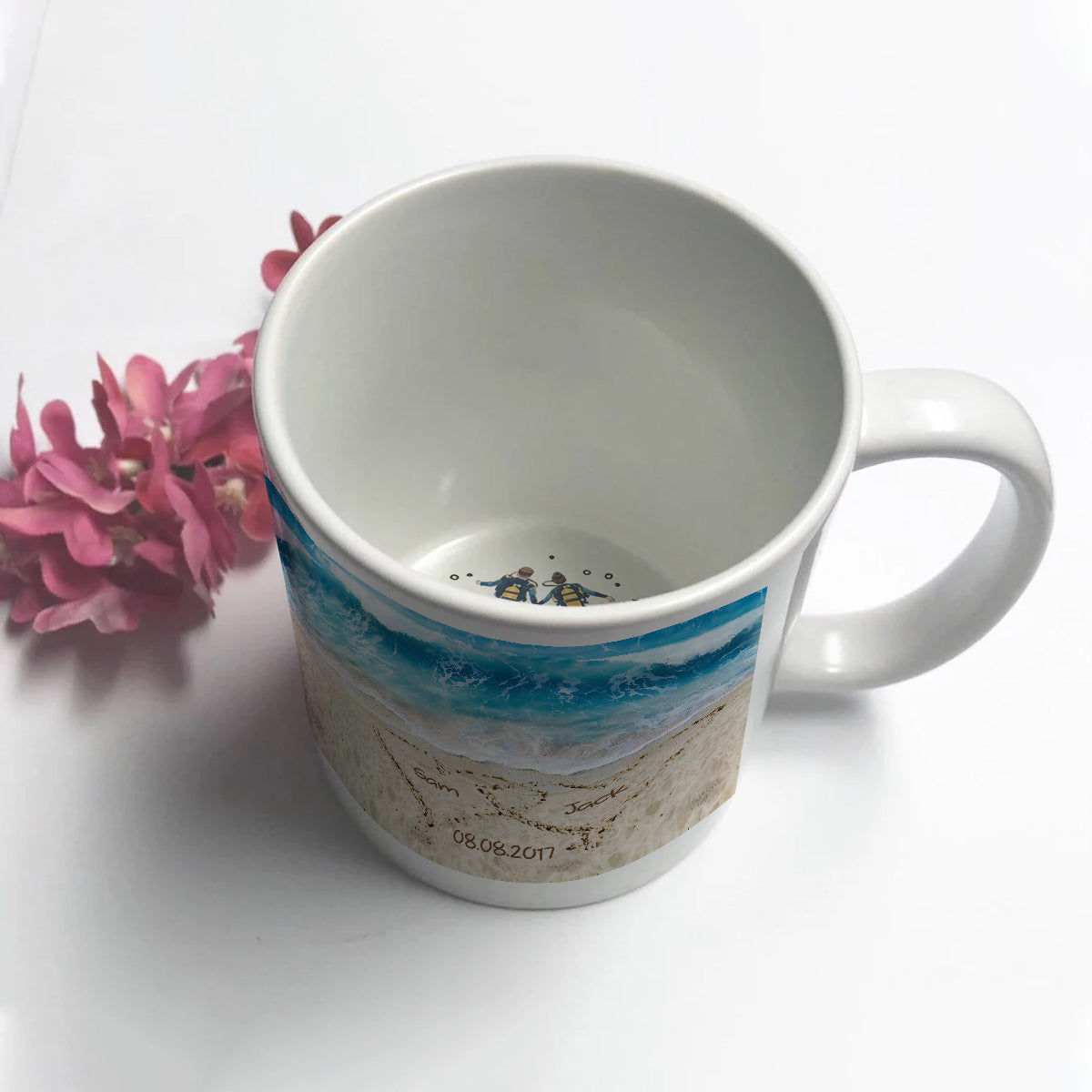 Du und ich und das Meer – Personalisierte Taucher-Tasse mit versteckter Botschaft