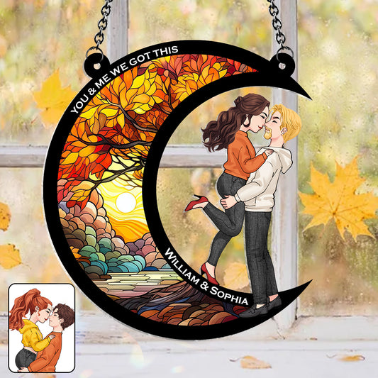 Du und ich, wir schaffen das – Personalisierter Sonnenfänger für Paare zum Aufhängen am Fenster 