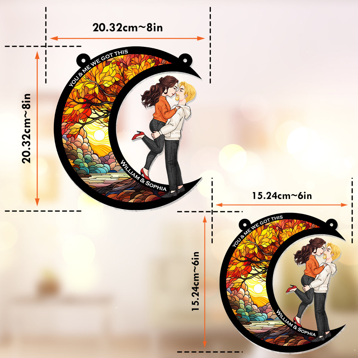 Du und ich, wir schaffen das – Personalisierter Sonnenfänger für Paare zum Aufhängen am Fenster 