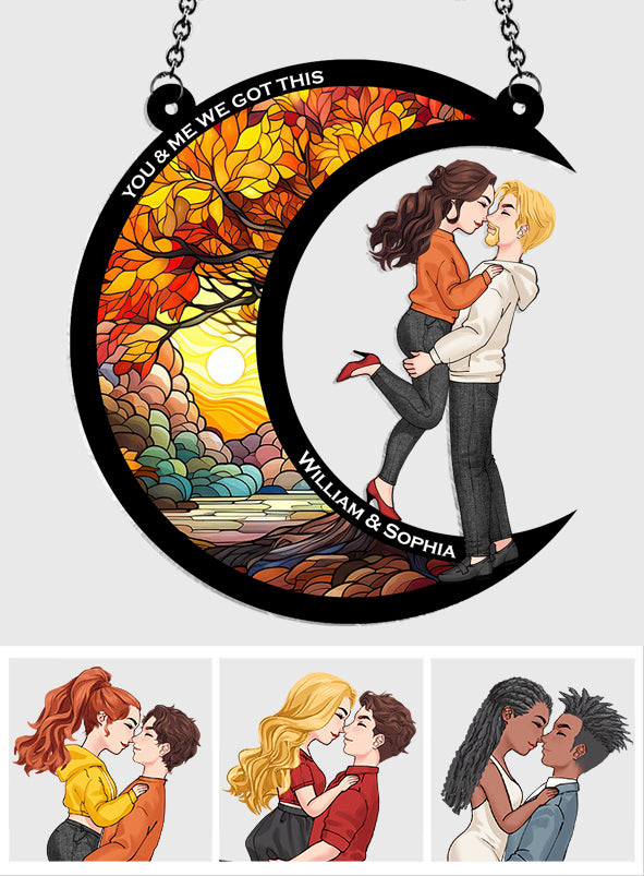 Du und ich, wir schaffen das – Personalisierter Sonnenfänger für Paare zum Aufhängen am Fenster 