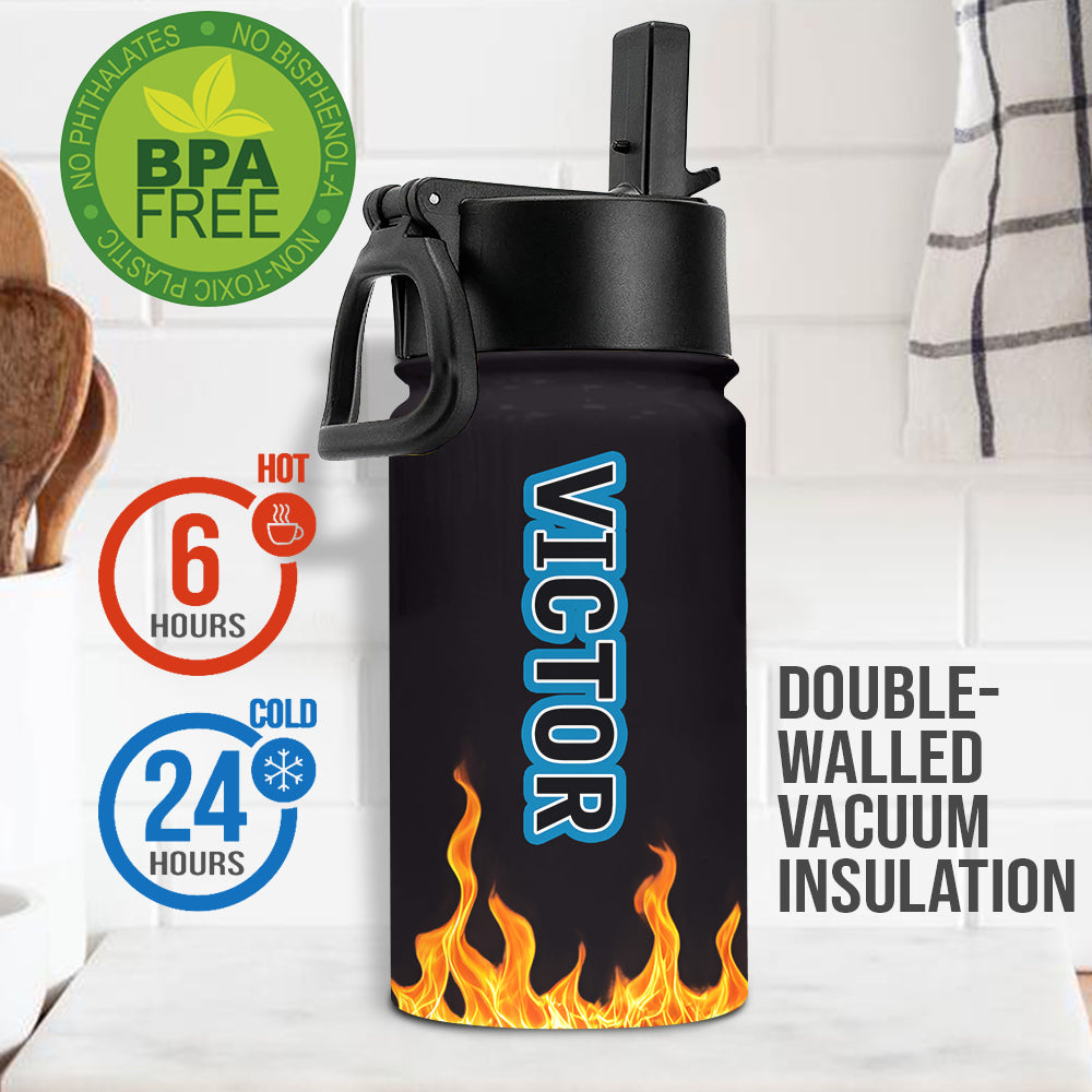 Boy's Cool Monster Truck Print Water Bottle - Personalized Kid Kids Water Bottle