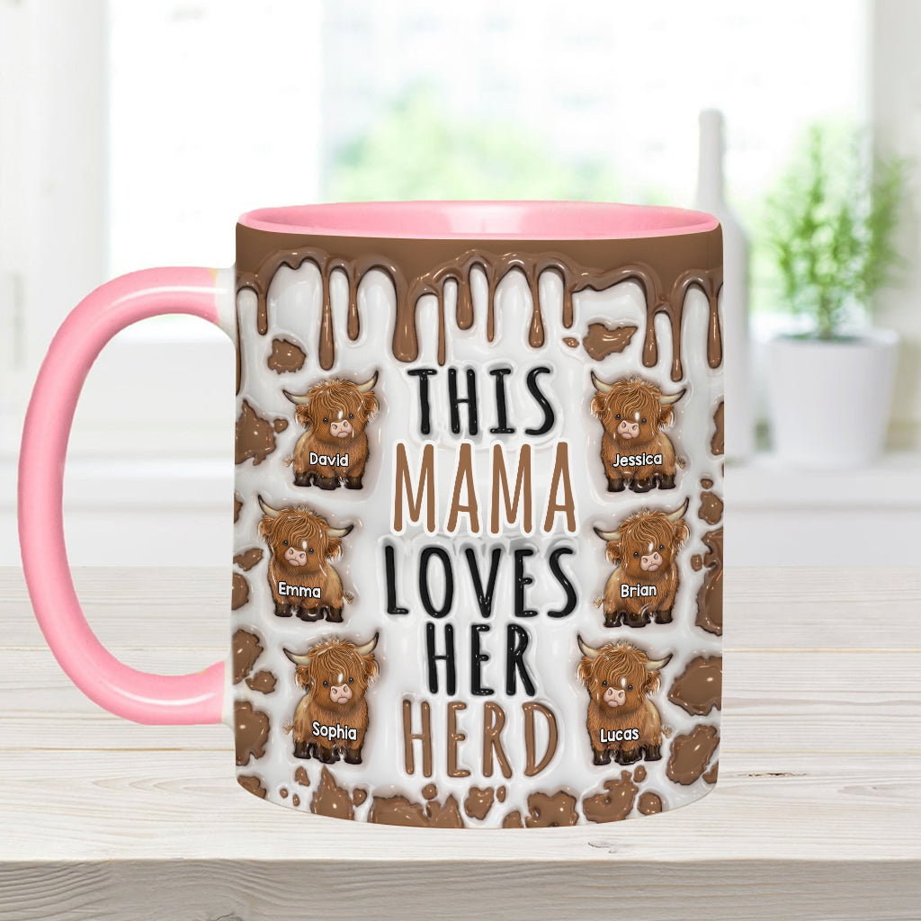 This Mama Loves Her Herd - Personalized Highland Cow Accent Mug
