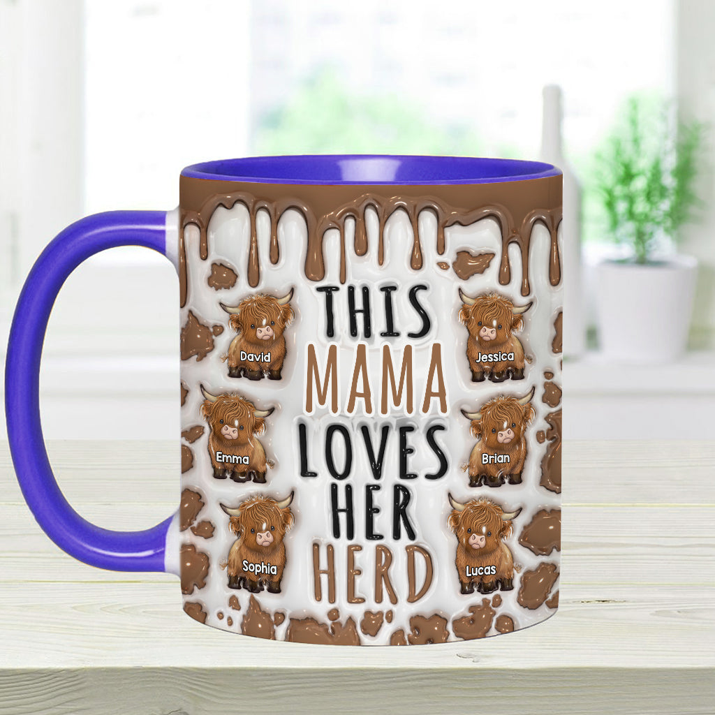 This Mama Loves Her Herd - Personalized Highland Cow Accent Mug