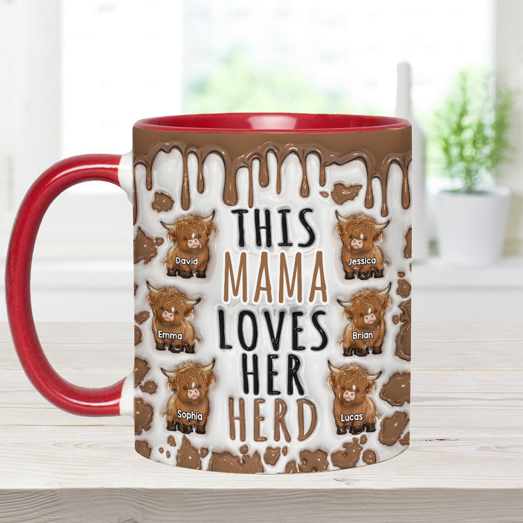 This Mama Loves Her Herd - Personalized Highland Cow Accent Mug