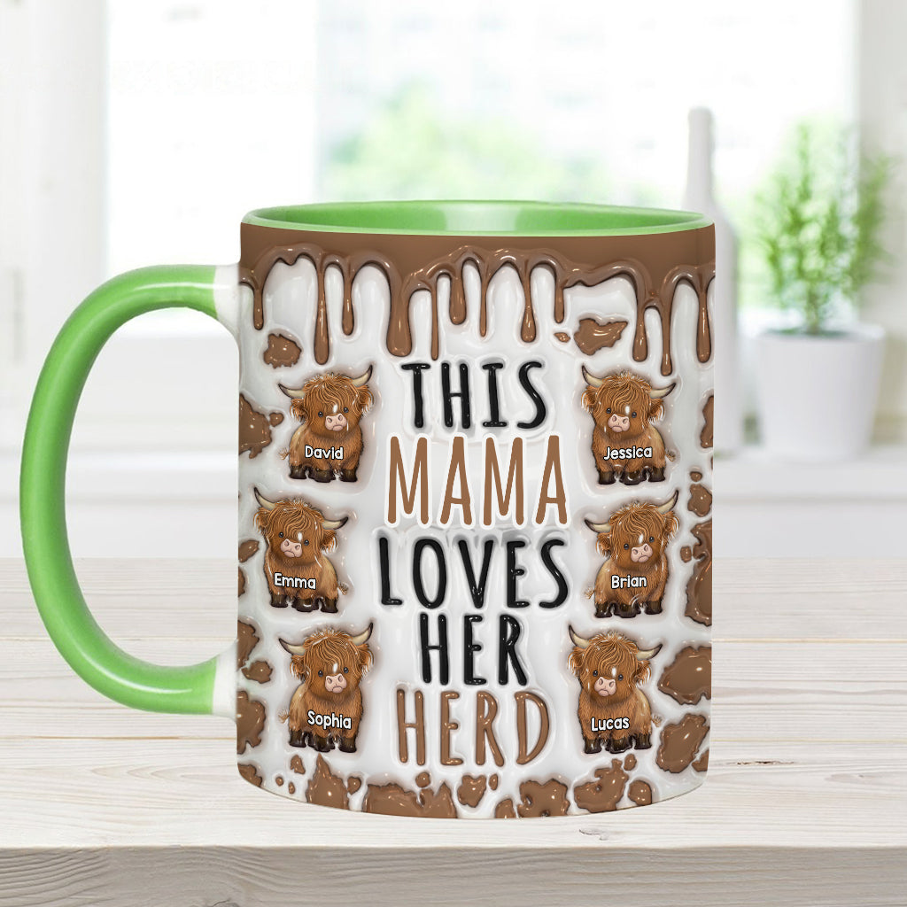 This Mama Loves Her Herd - Personalized Highland Cow Accent Mug