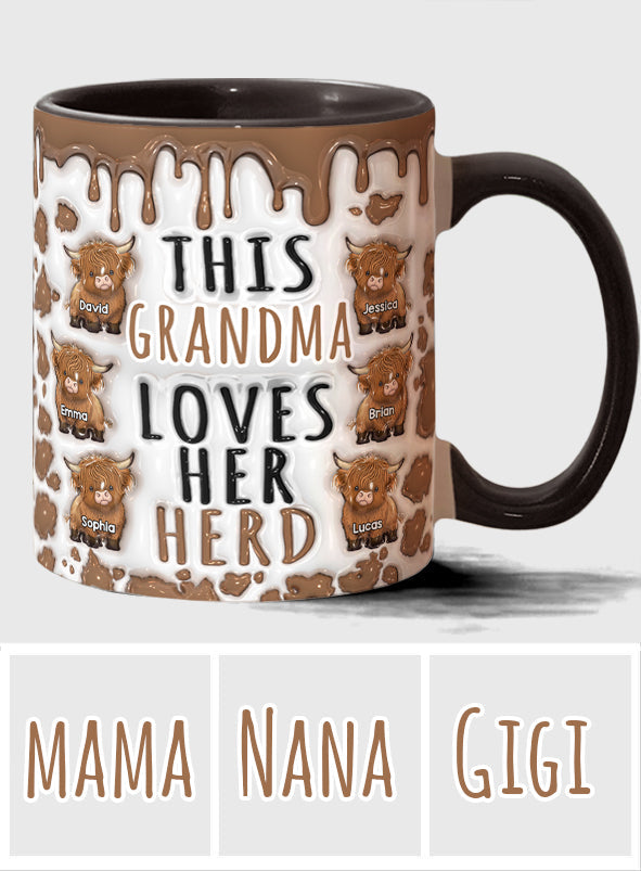 This Mama Loves Her Herd - Personalized Highland Cow Accent Mug