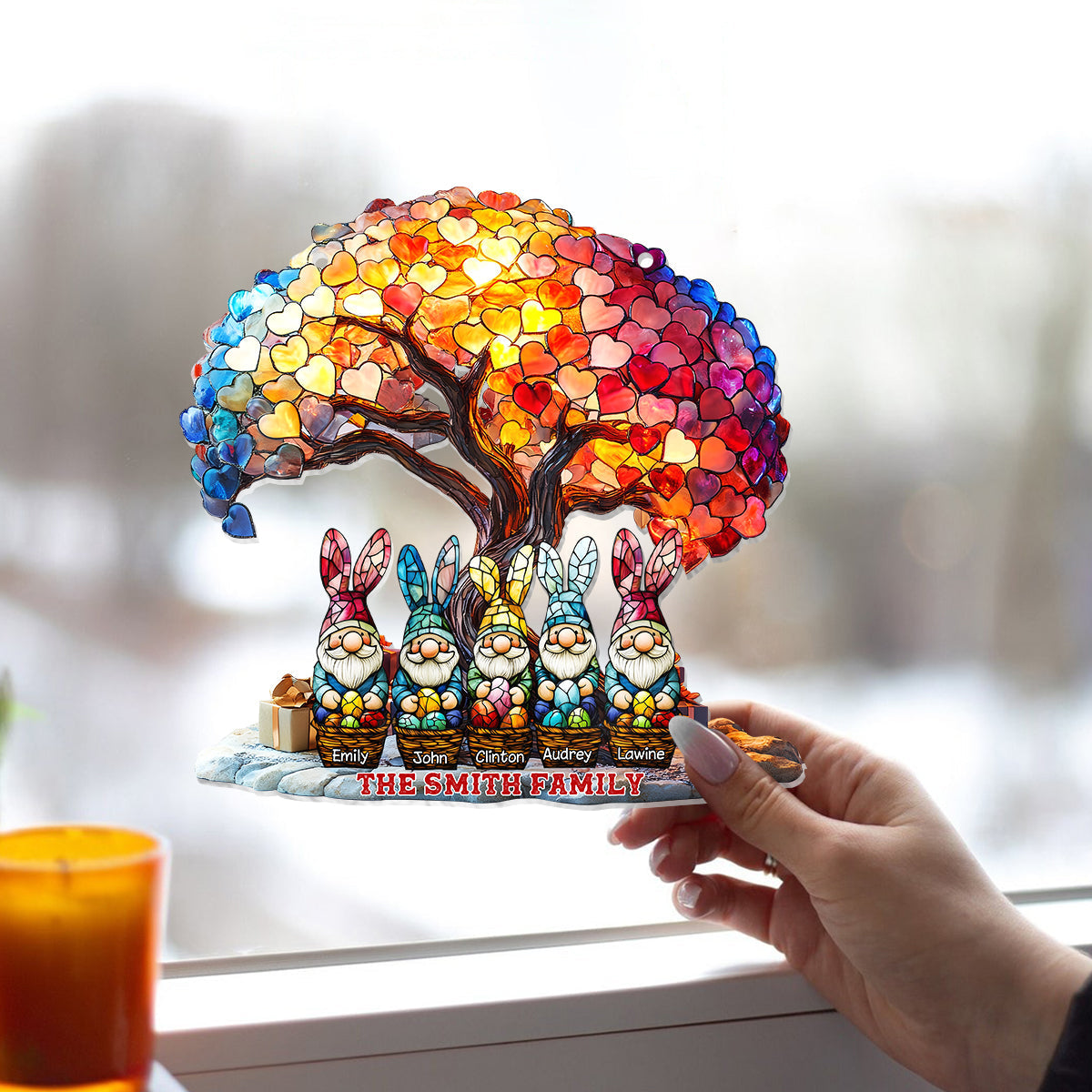 Frohe Ostern – Personalisierter Familien-Fensterhänger-Sonnenfänger 