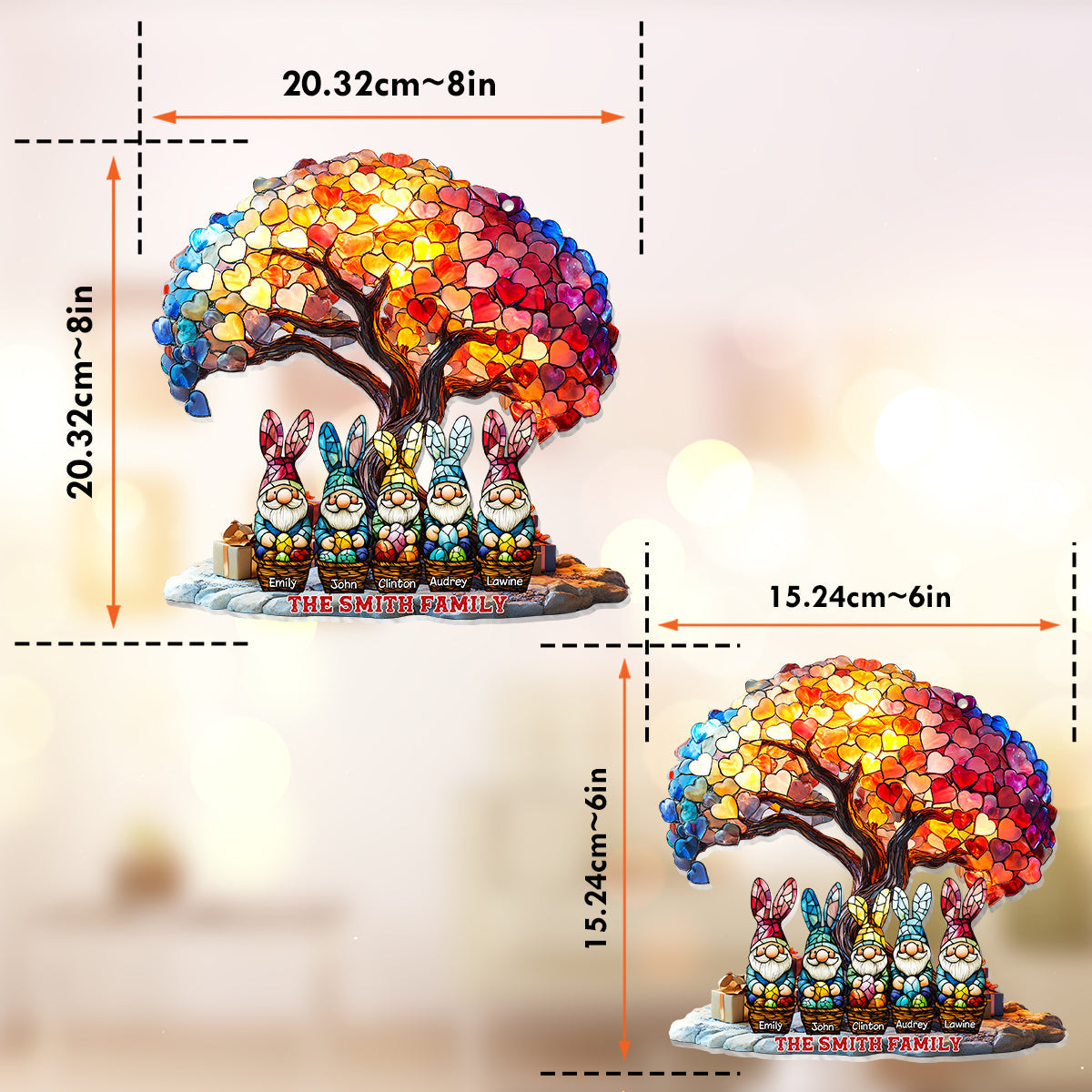 Frohe Ostern – Personalisierter Familien-Fensterhänger-Sonnenfänger 