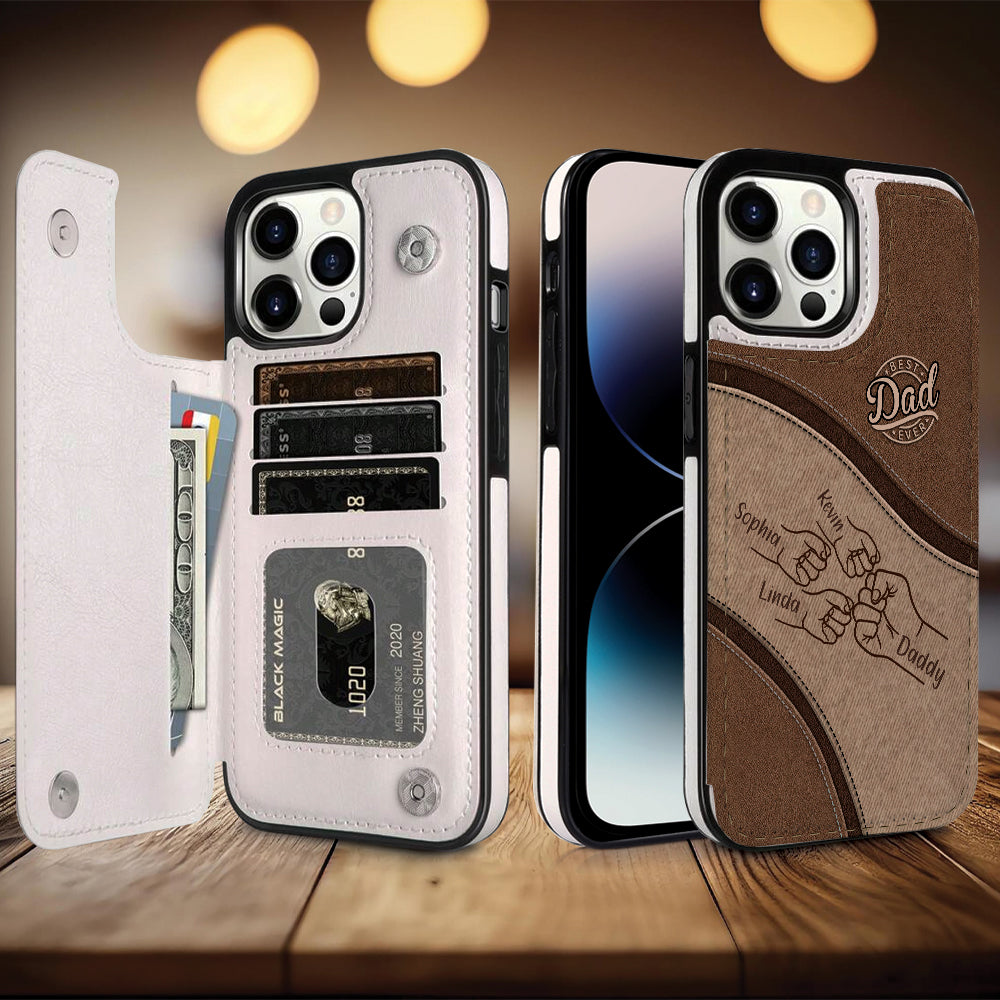 Faustgruß – Personalisierte, faltbare Handyhülle mit Geldbörsenfunktion für Väter