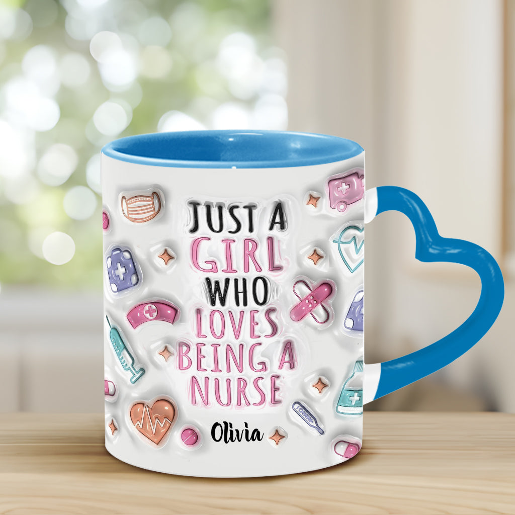 Love Being A Nurse - Personalized Nurse Heart Handle Mug