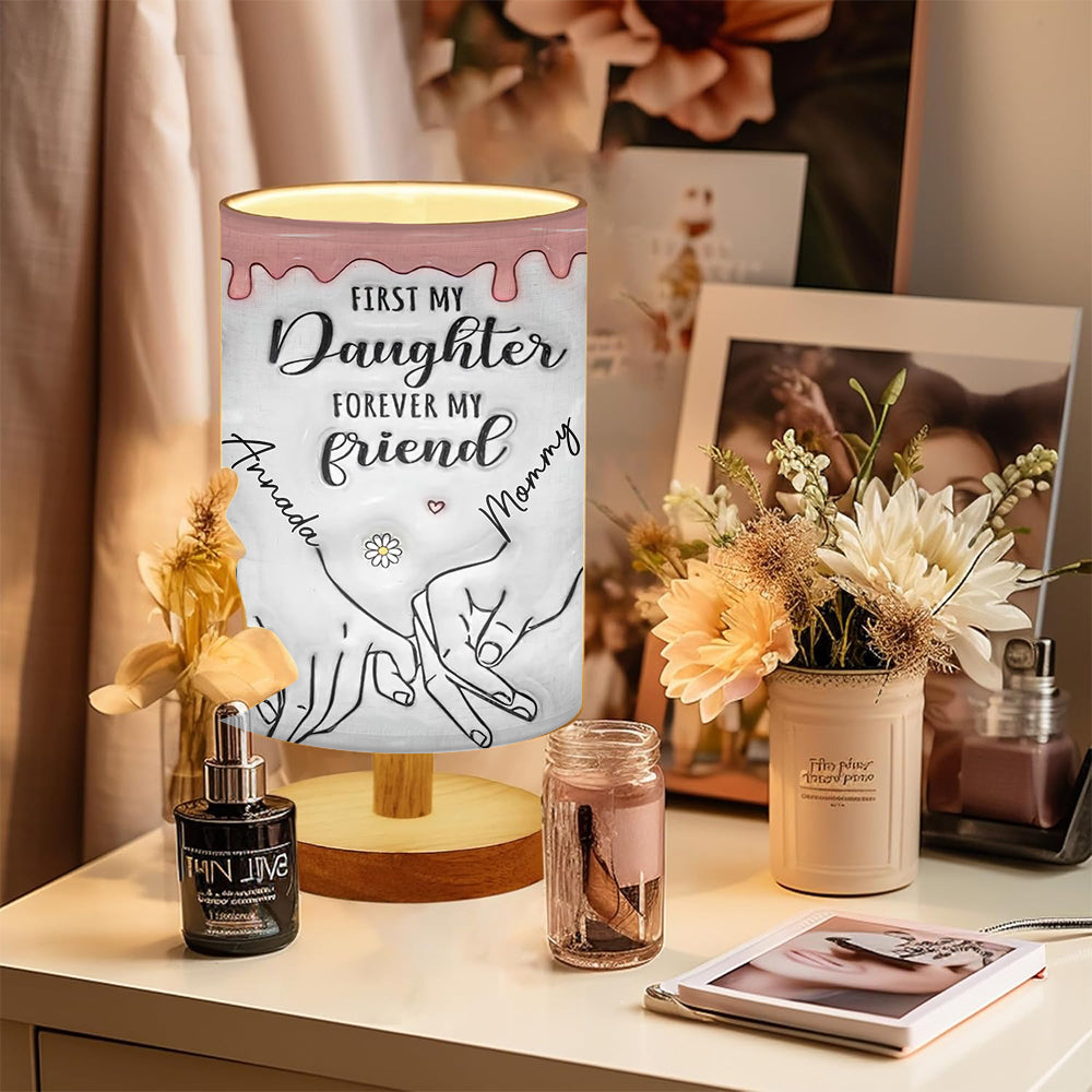 Best Mom Ever - Personalized Mother Tableside Lamp With Wood Base