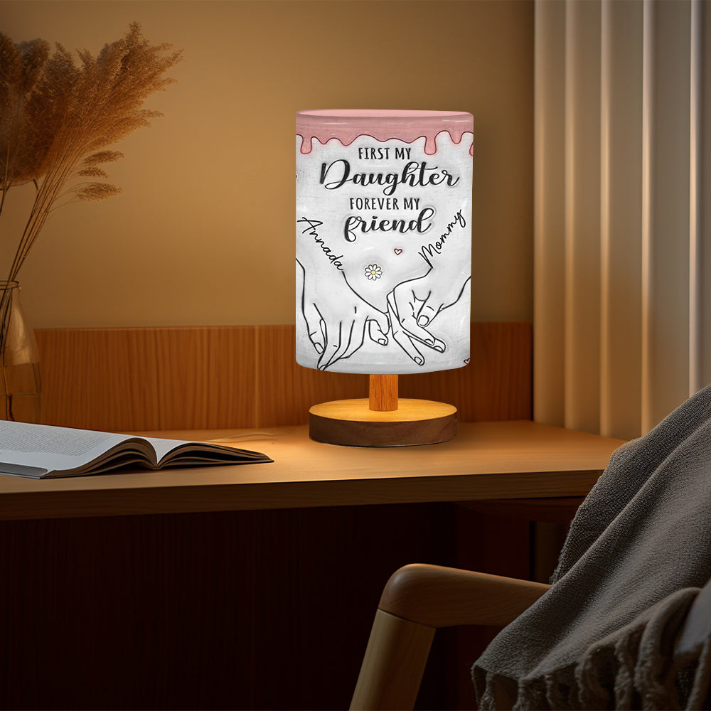 Best Mom Ever - Personalized Mother Tableside Lamp With Wood Base