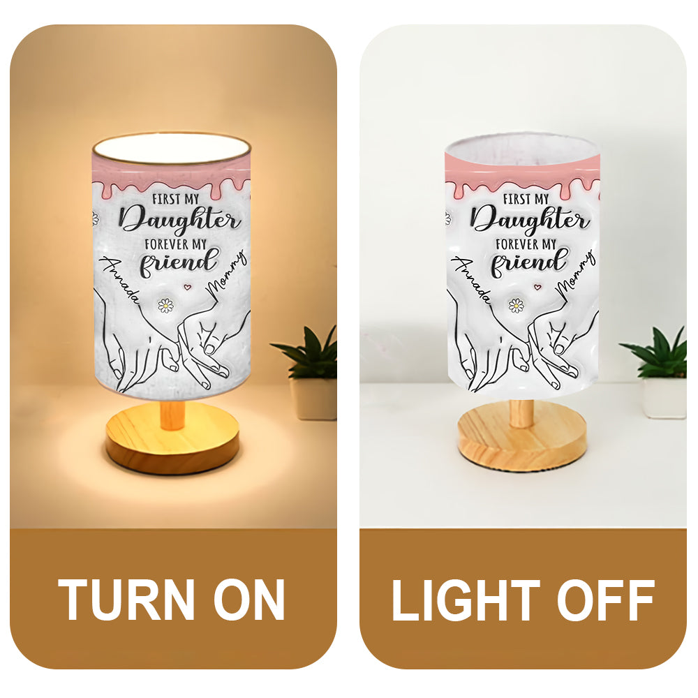 Best Mom Ever - Personalized Mother Tableside Lamp With Wood Base