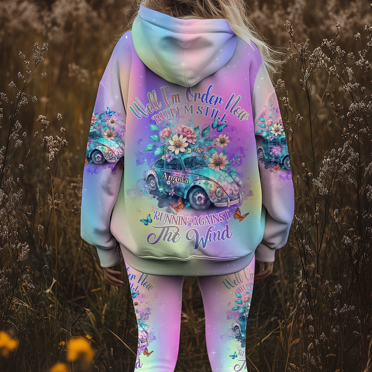 Gegen den Wind laufen – Personalisierter Hippie-Hoodie und Leggings