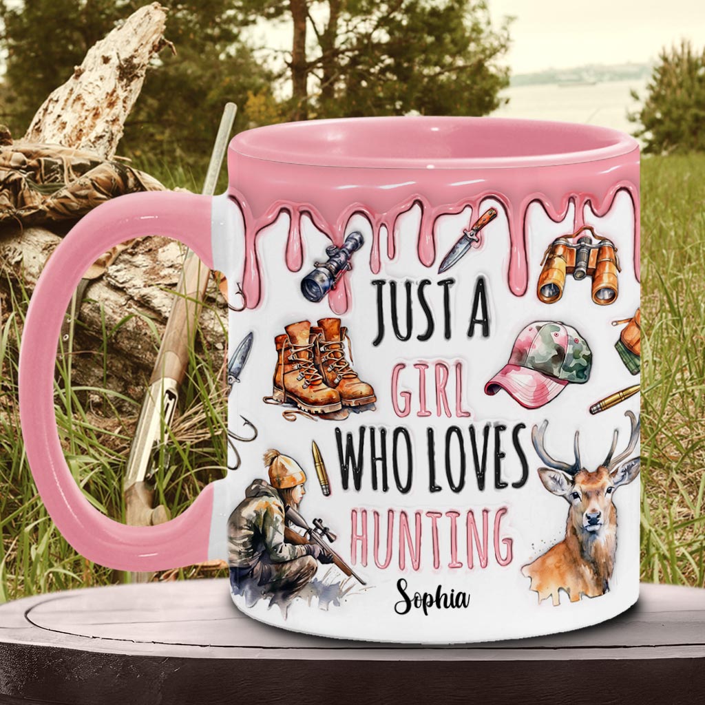 Einfach ein Mädchen, das die Jagd liebt – personalisierte Tasse mit Jagdmotiv