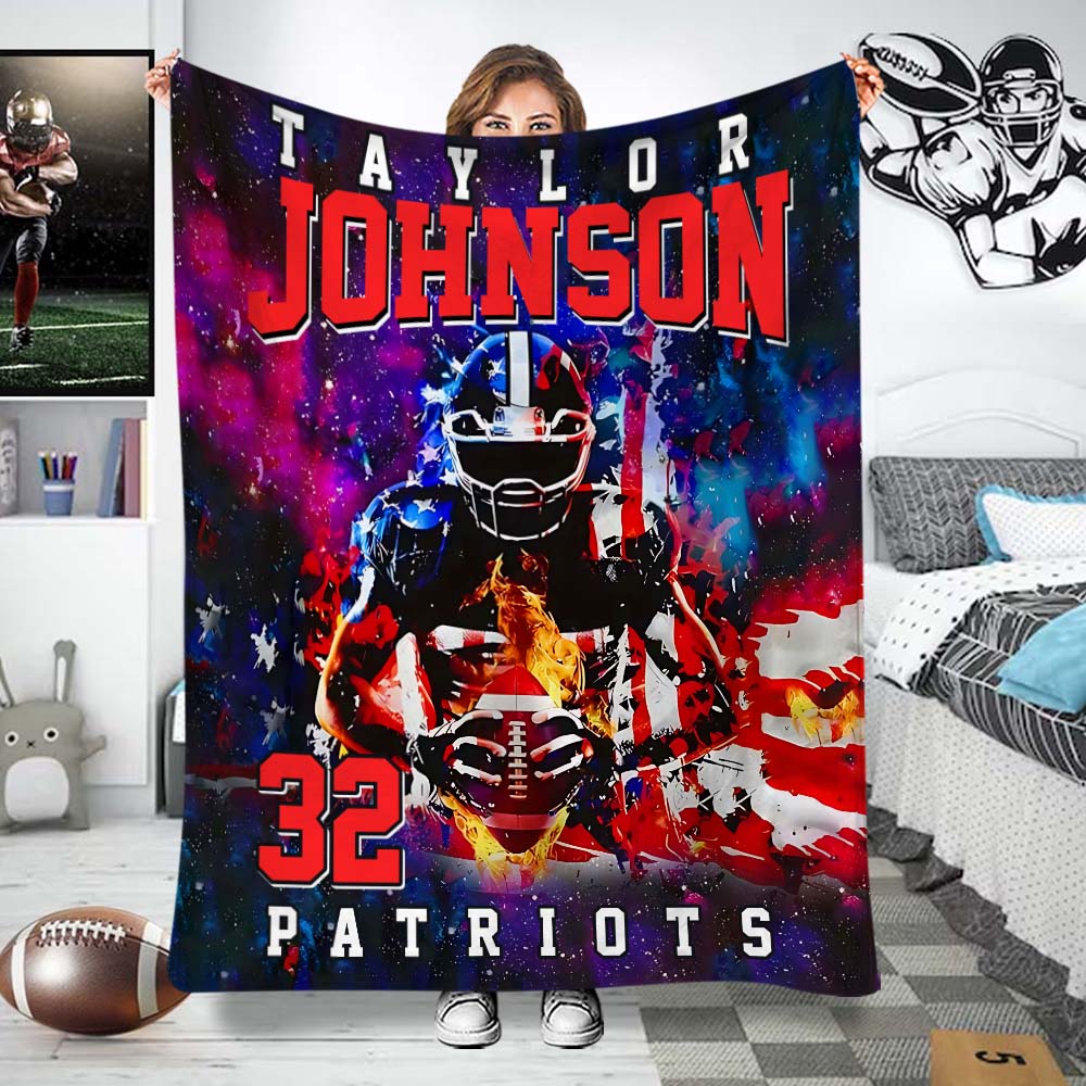 Any Name And Number - Personalized Football Blanket