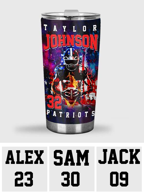 Beliebiger Name und Nummer - Personalisierter Fußballbecher