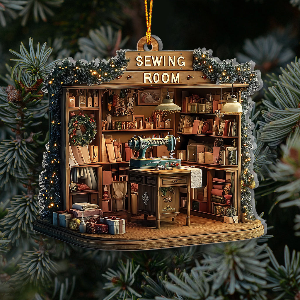 Vintage Sewing Room - Personalized Sewing Ornament