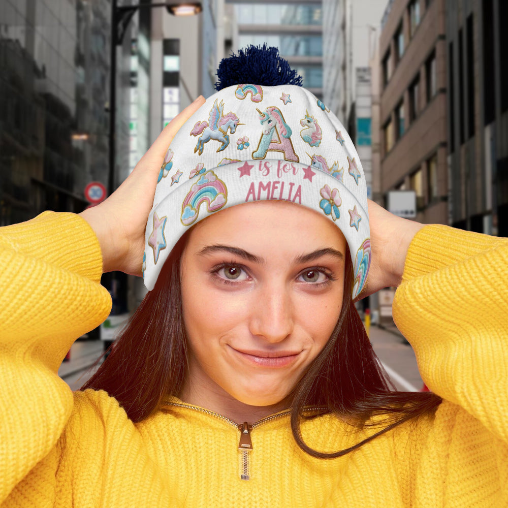 Wunderschönes Einhorn-Alphabet – personalisierte Kindermütze