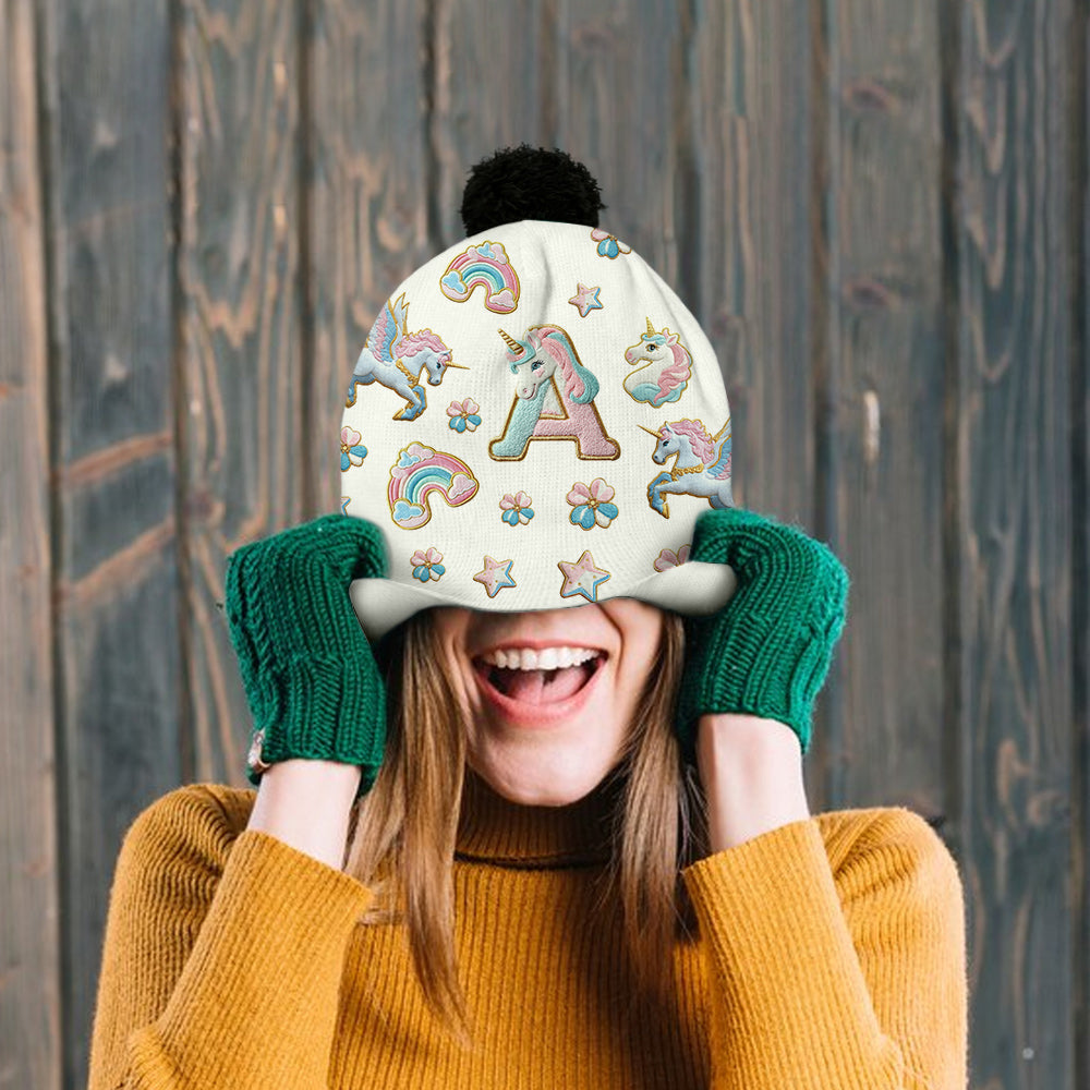 Wunderschönes Einhorn-Alphabet – personalisierte Kindermütze