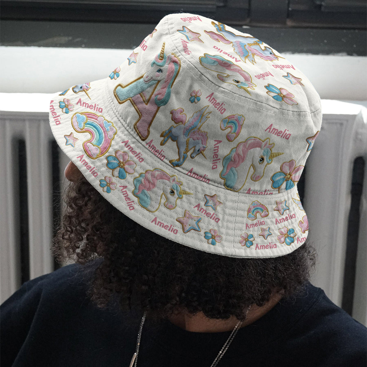 Wunderschönes Einhorn-Alphabet - Personalisierter Kinder-Sonnenhut