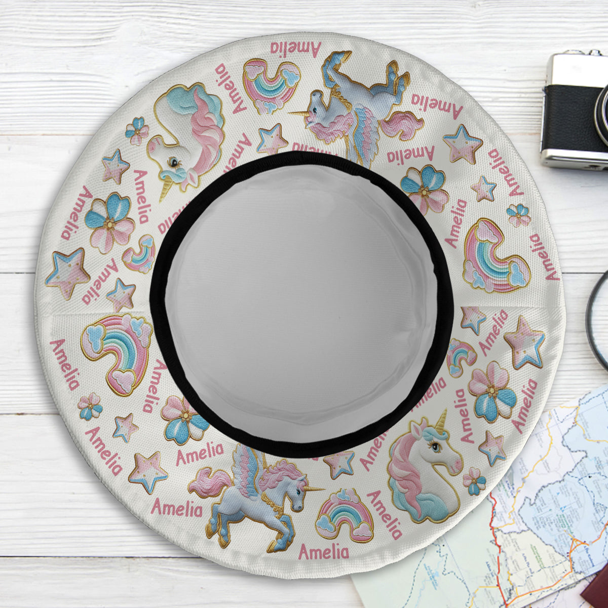 Wunderschönes Einhorn-Alphabet - Personalisierter Kinder-Sonnenhut