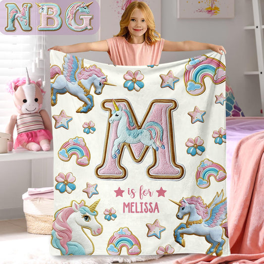 Beautiful Unicorn Alphabet - Personalized Kid Blanket
