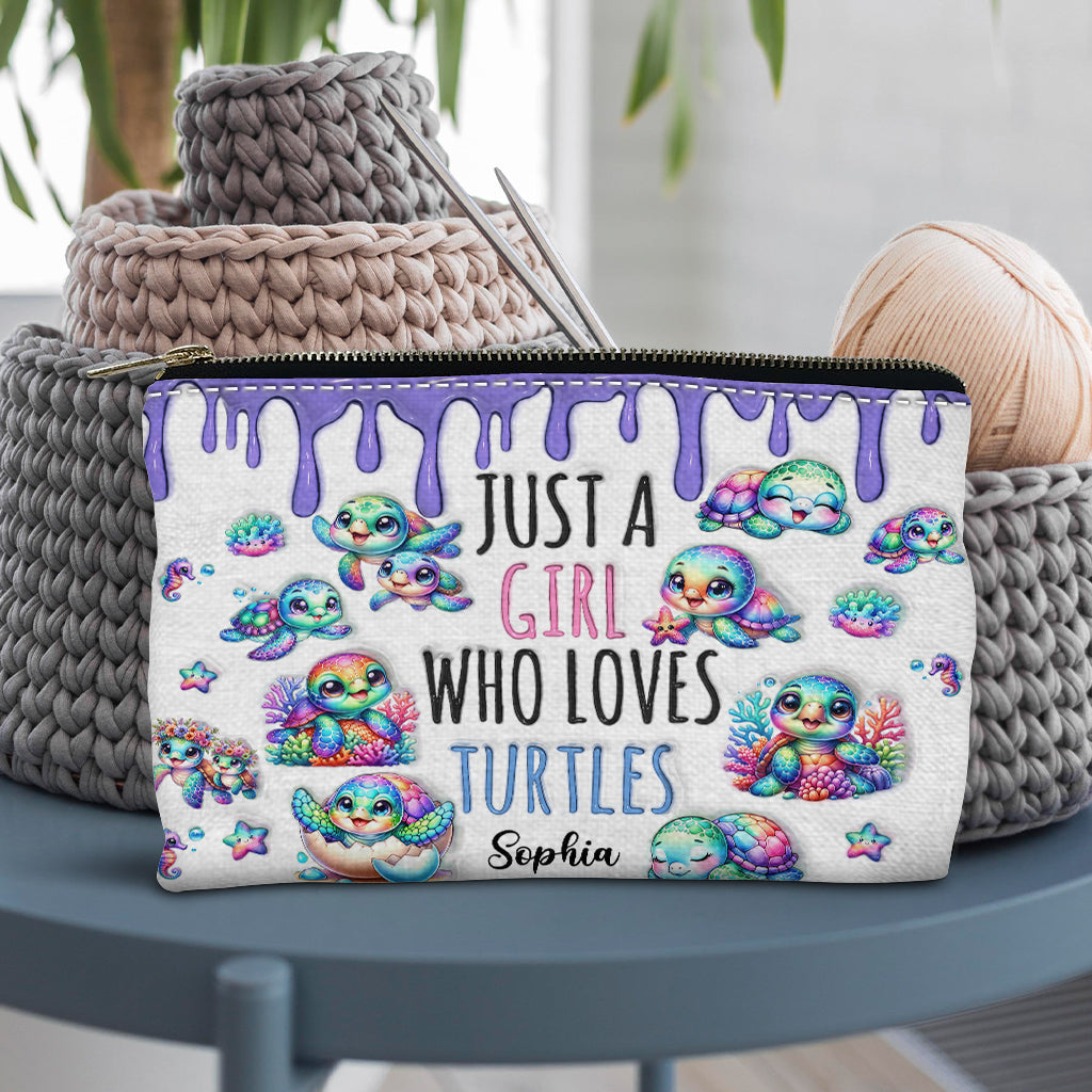Einfach ein Mädchen, das Schildkröten liebt – personalisierte Schildkrötentasche