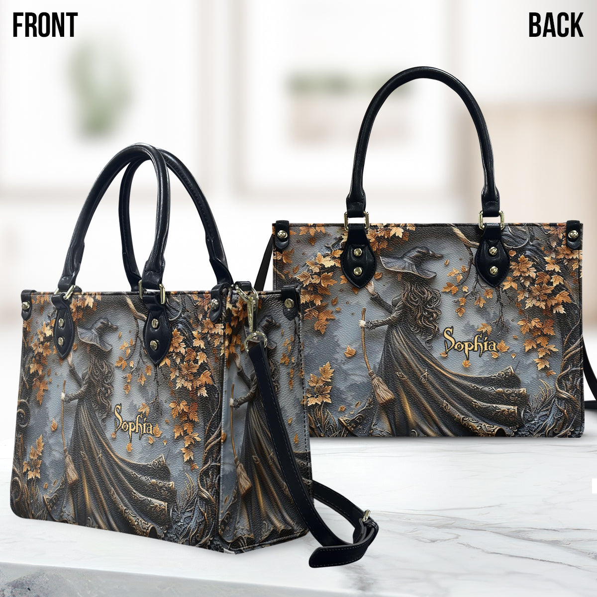 Wunderschöne Hexe – personalisierte Hexen-Lederhandtasche