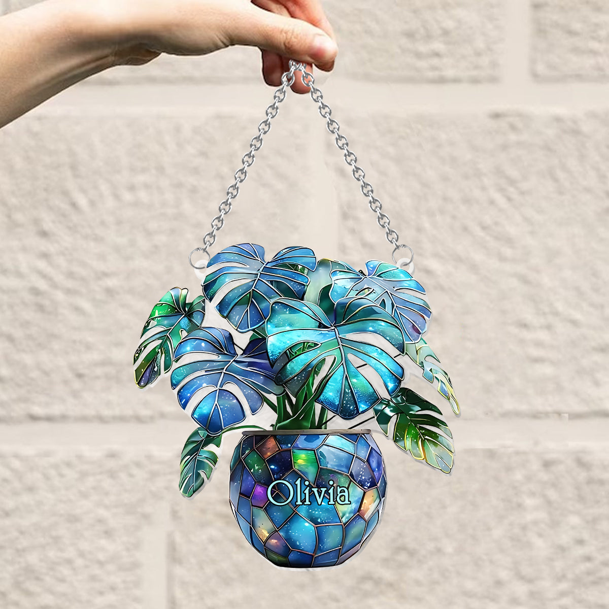 Monstera Deliciosa, Kaktus – Personalisierter Garten-Fensterhänger-Sonnenfänger