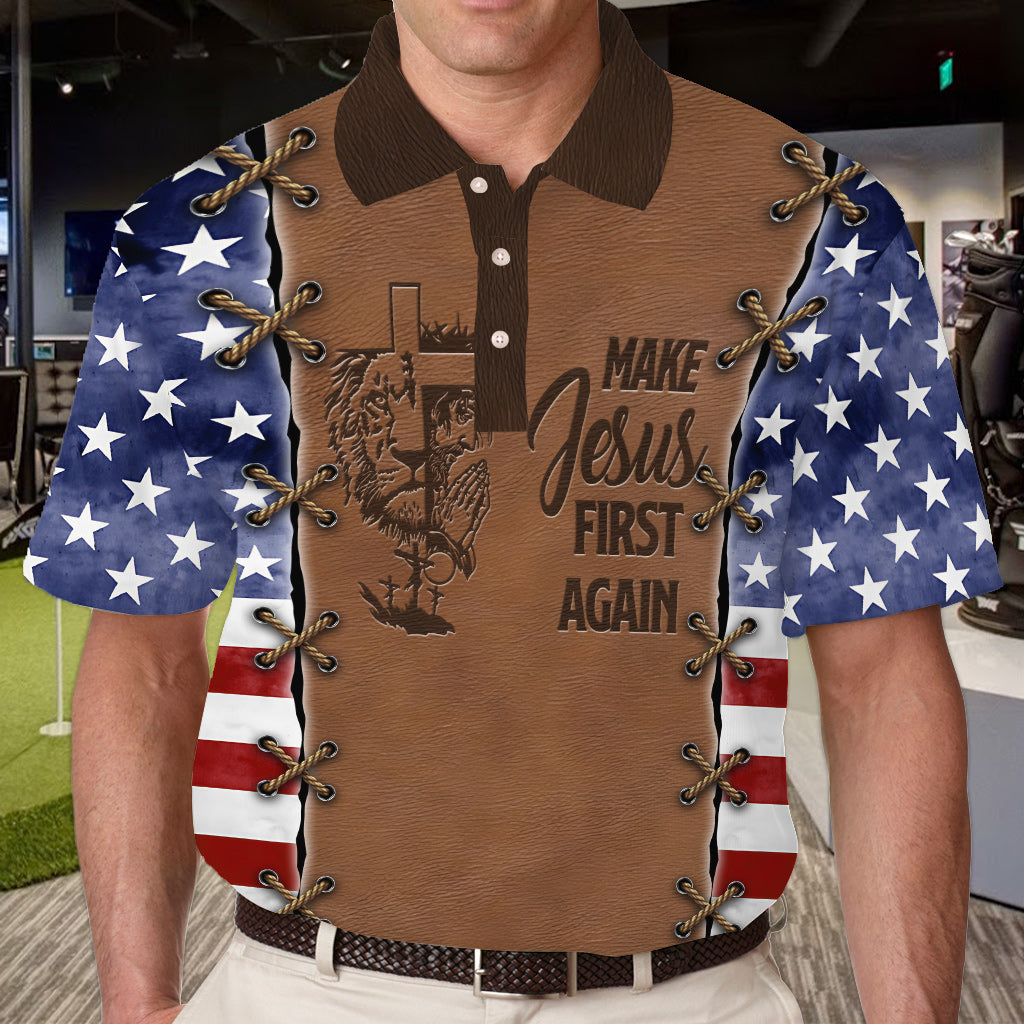 Make Jesus First Again - Personalized Christian Polo Shirt