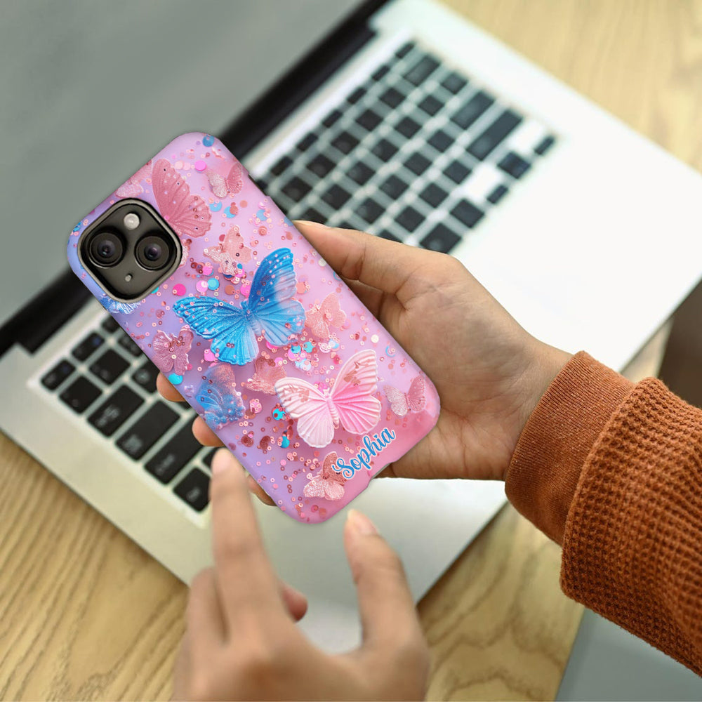 Sparkle Butterflies - Personalized Butterfly Full Print Phone Case