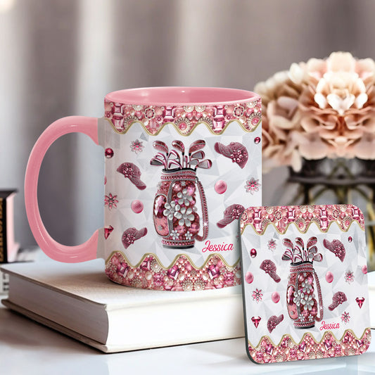 Einfach ein Mädchen, das Golf liebt – personalisierte Tasse mit Golfmotiv