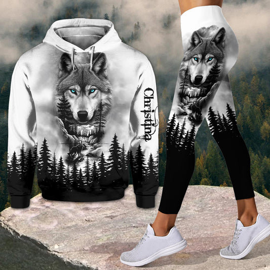 Wolf und Wald – Personalisierter Wolf-Hoodie und Leggings