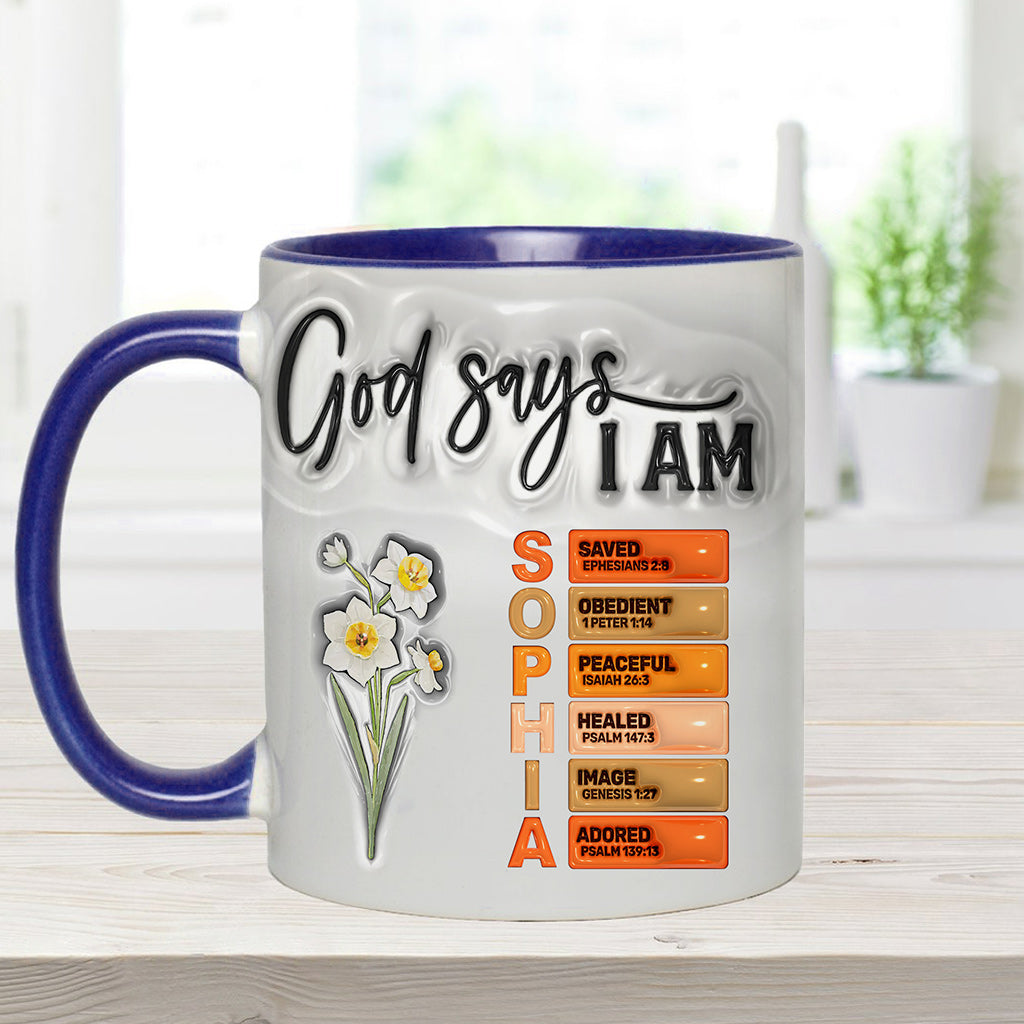 God Says I Am - Personalized Christian Accent Mug