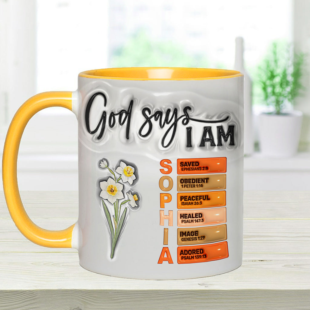 God Says I Am - Personalized Christian Accent Mug