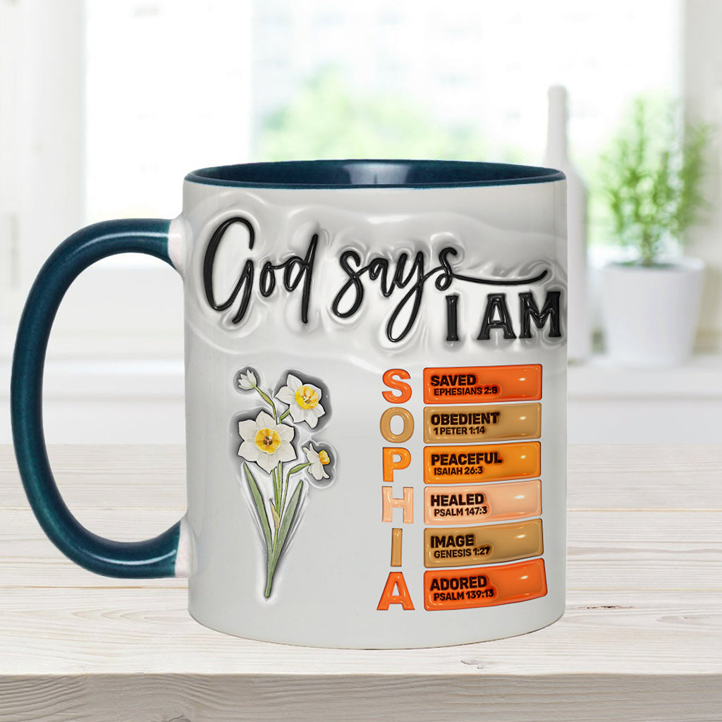 God Says I Am - Personalized Christian Accent Mug
