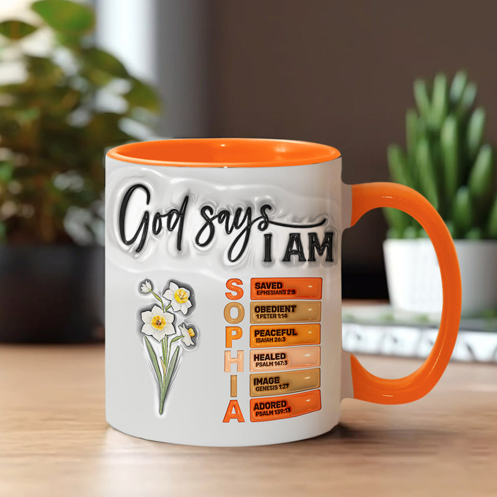 God Says I Am - Personalized Christian Accent Mug