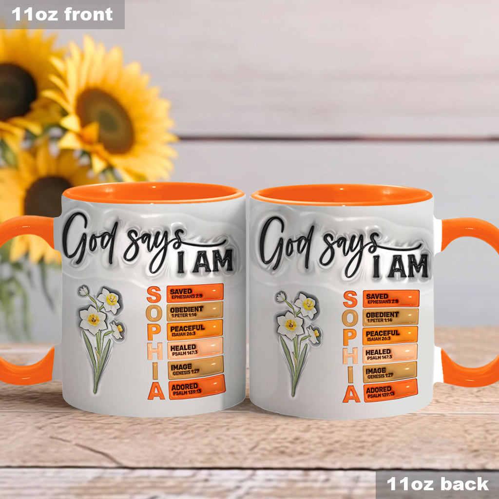 God Says I Am - Personalized Christian Accent Mug