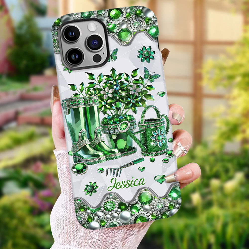 Einfach ein Mädchen, das Gartenarbeit liebt – Personalisierte Handyhülle mit Gartenmotiv