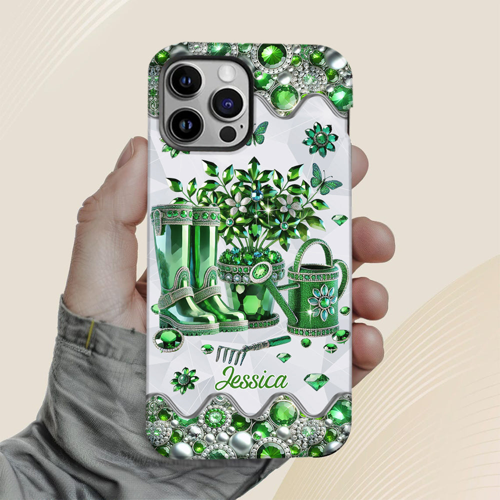 Einfach ein Mädchen, das Gartenarbeit liebt – Personalisierte Handyhülle mit Gartenmotiv