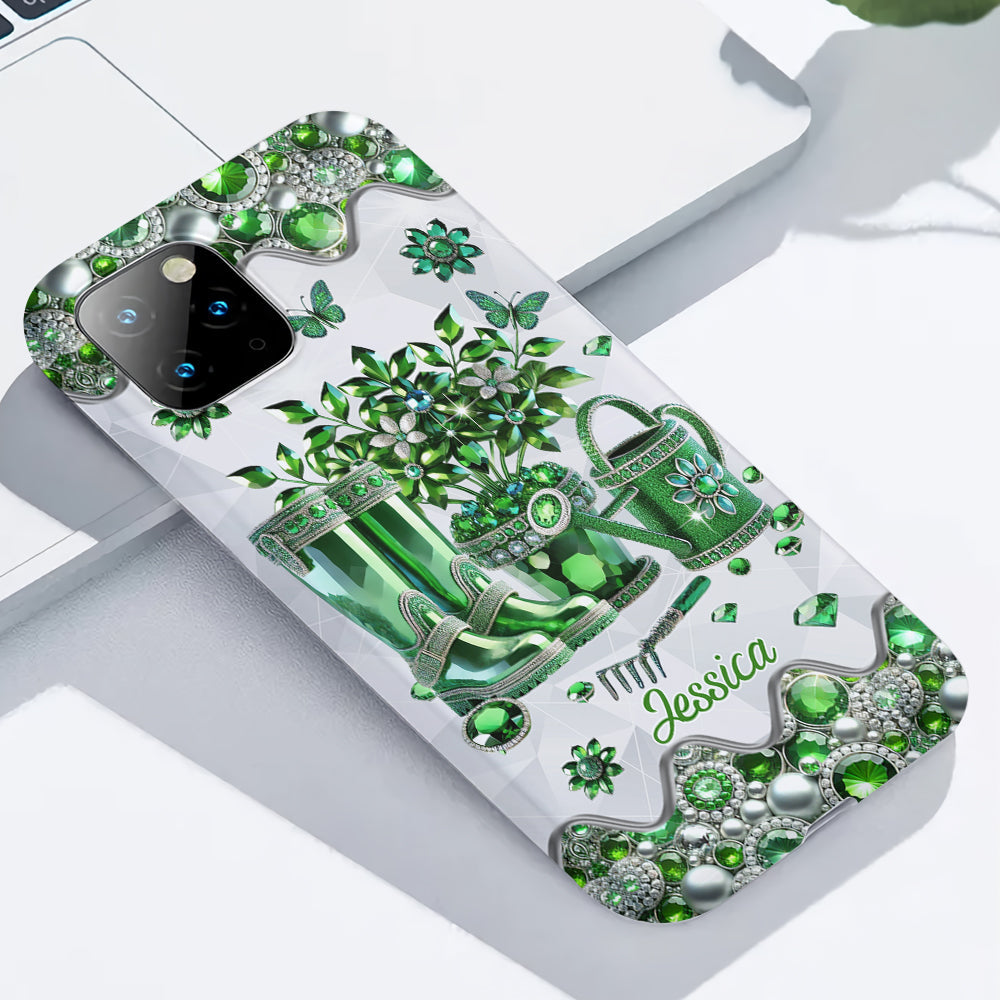 Einfach ein Mädchen, das Gartenarbeit liebt – Personalisierte Handyhülle mit Gartenmotiv